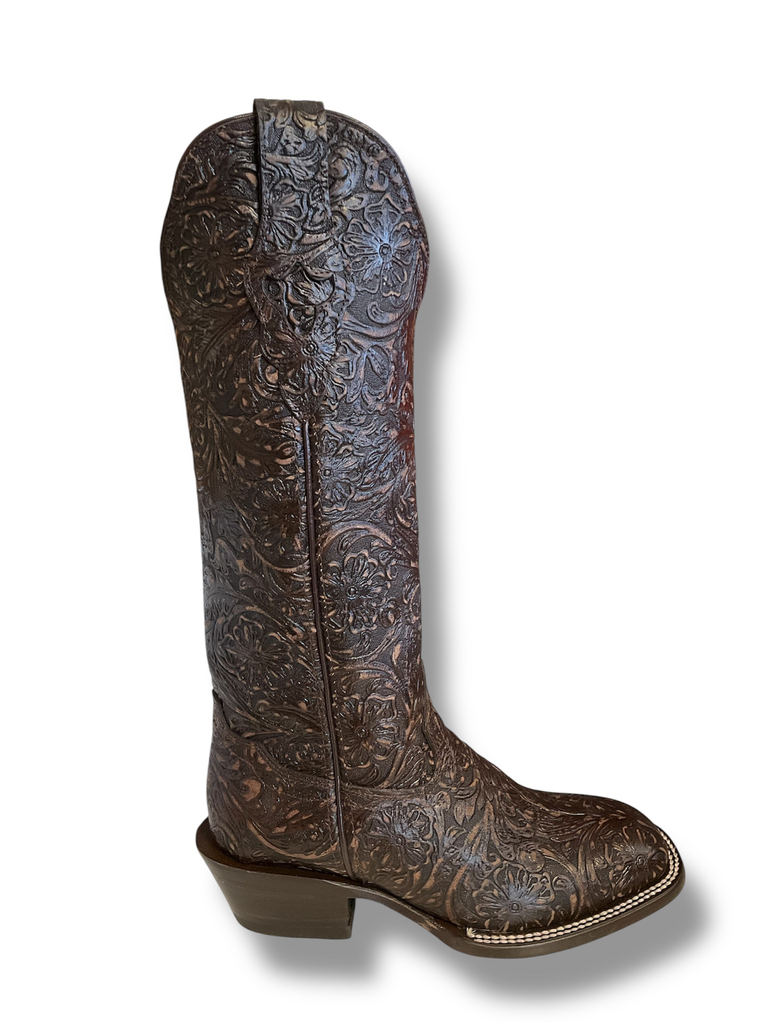 BOTA DE RODEO CINCELADA MUJER H/DIAMANTE T/CUBANO S/CUERO 