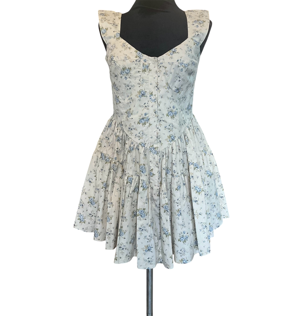 VESTIDO BEIGE FLORES VARIOS COLORES