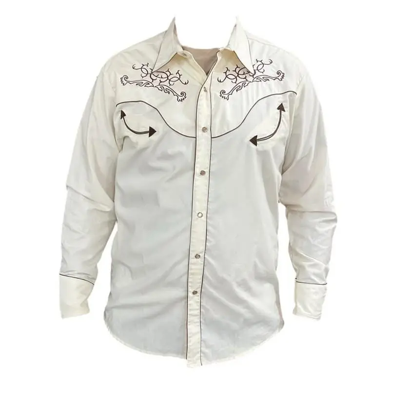 CAMISA VAQUERA RIVER COUNTRY COLOR BEIGE C/BORDADO