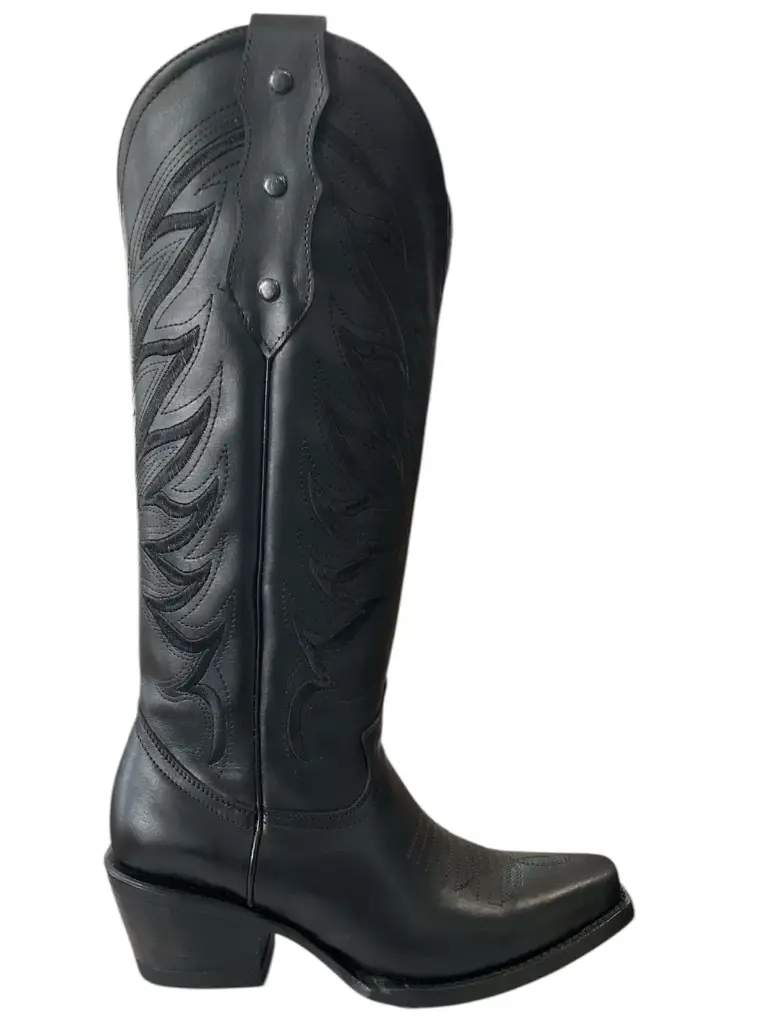 BOTA RODEO NAPA NEGRO H.CHIHUAHUA TB/ BORDADO T/CUBANO S/CUERO 