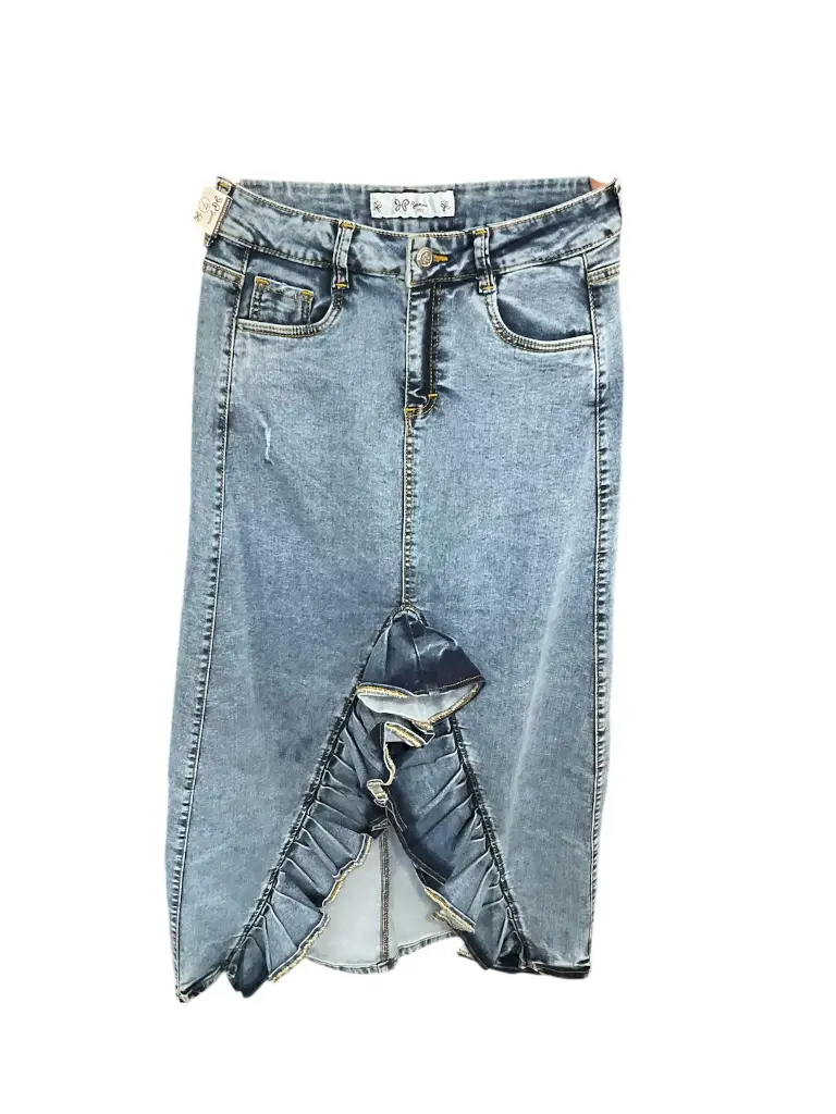 FALDA MEZCLILLA CLARO OLANES