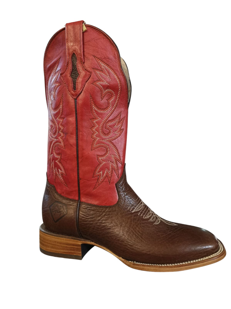 BOTA RODEO CUELLO DE TORO CAFE TB/ROJO T/RECTO S/CUERO 