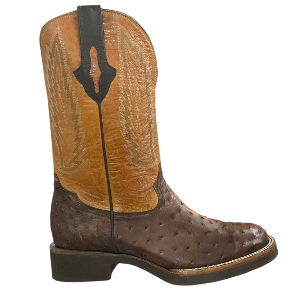 BOTA RODEO AVESTRUZ CAFE H.JUSTIN TB/MIEL S/POLIURETANO 