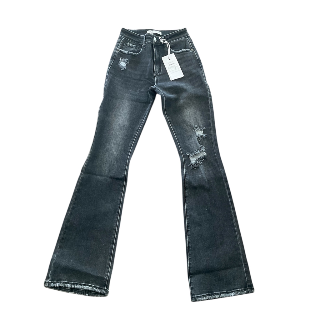 PANTALON JS DEMIN TIRO ALTO SEMI-ACAMPANADO PARA DAMA 