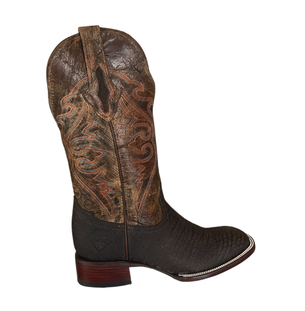 BOTA RODEO C.CHOCOLATE C/T/P H/DIAMANTE T/BORDADO T/RECTO S/CUERO    