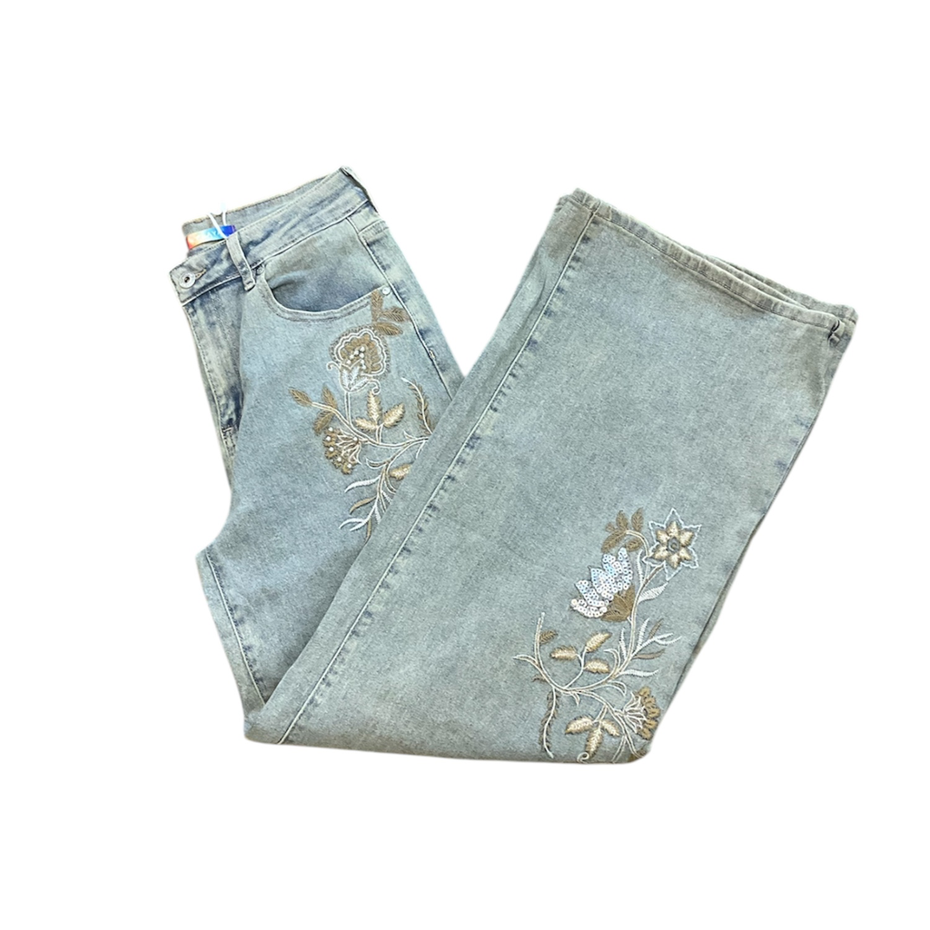 PANTALON DE MEZCLILLA DESLABADA CON ESTOPEROL PARA DAMA 
