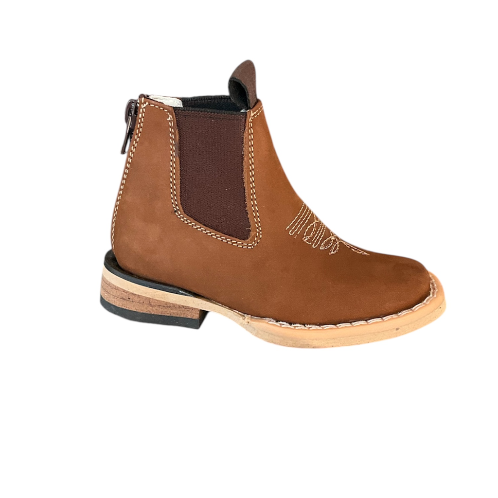 BOTIN VAQUERO PARA NIÑO COLOR TABACO HORMA CUADRADA 