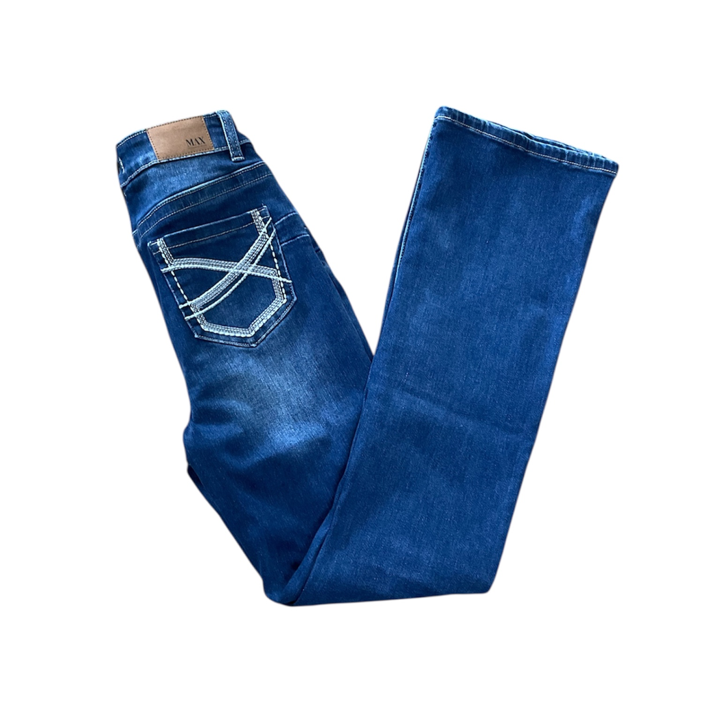 PANTALON TIRO ALTO C/ BOLSA BORDADA PARA DAMA SEMI-ACAMPANADO 