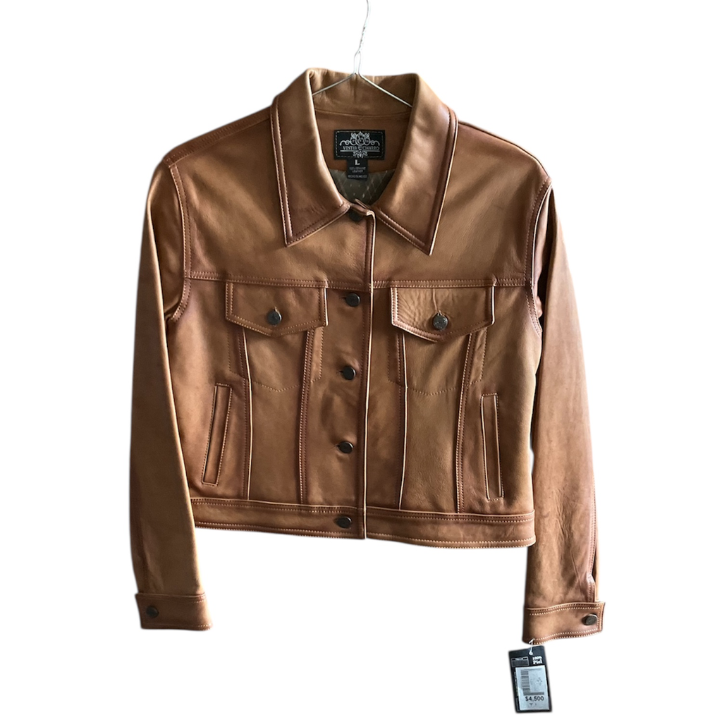 CHAQUETA DE PIEL PARA DAMA C/ BOTON 