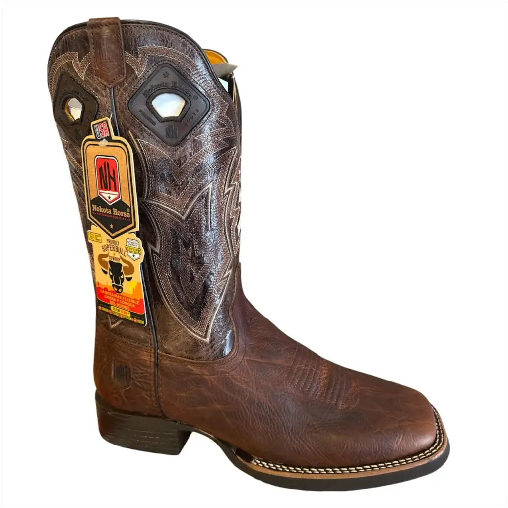 BOTA NOKOTA CUELLO DE TORO COÑAC T/RECTO S/HULE H/CHATA ANCHA  