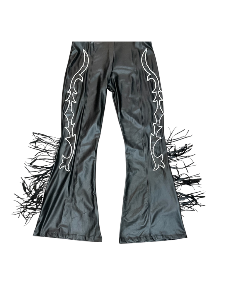 PANTALON VINIPIEL C/BORDADO BLANCO 