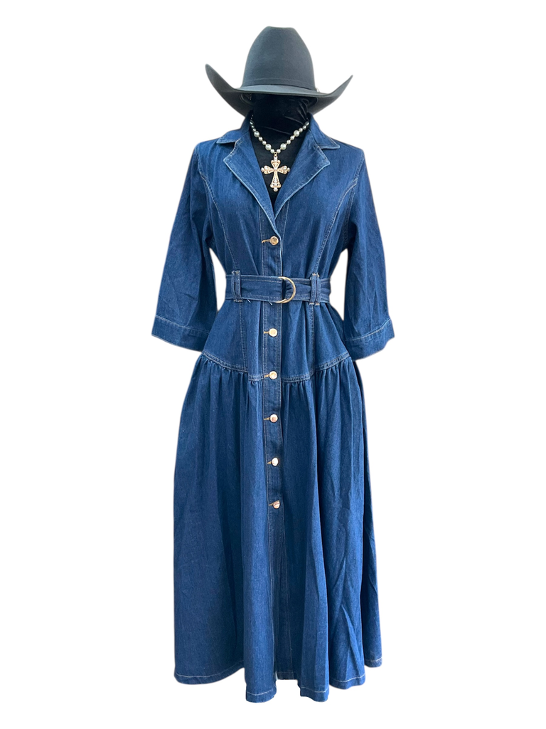 VESTIDO DE MEZCLILLA C/MANGA 