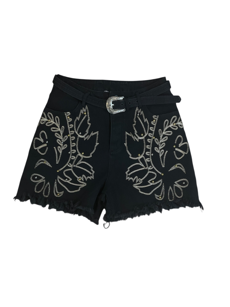 SHORT NEGRO BORDADO C/ESTOPEROLES 
