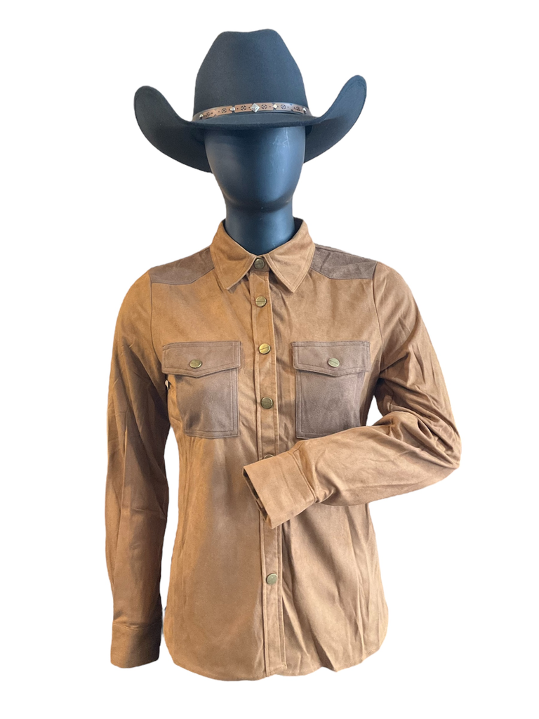 CAMISA GAMUZA CON BOLSA C/BOTON 