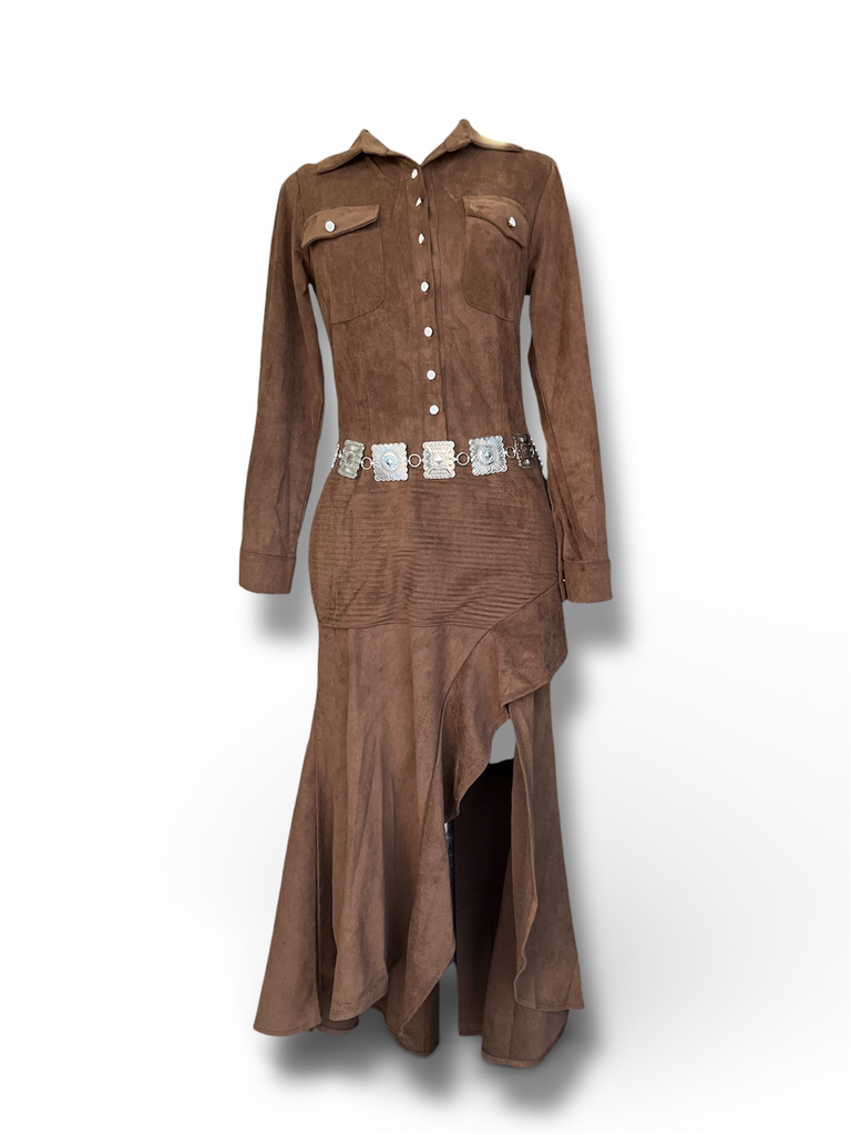 VESTIDO VAQUERO CON BOTONES CON APERTURA EN PIERNA 