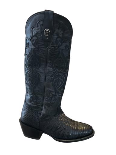 BOTA OVAL DAMA LIZARD NEGRO TB/ALTO