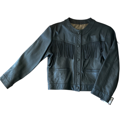CHAQUETILLA DE PIEL C/ BARBAS NEGRAS PARA DAMA 