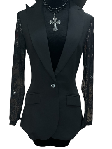 BLAZER DAMA CON ENCAJE EN LA ESPALDA Y MANGAS 