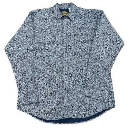 CAMISA VAQUERA WYOMING COLOR AZUL REY GRABADA 
