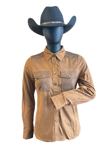 CAMISA GAMUZA CON BOLSA C/BOTON 