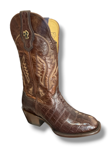 BOTA DE RODEO PANZA DE COCODRILO COLOR CAFE CHOCOLATE TACON CUBANO 