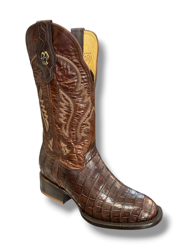 BOTA DE RODEO PANZA DE COCODRILO TACON RECTO CAFE 