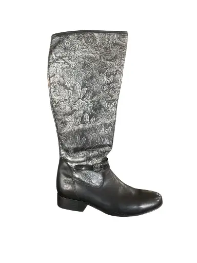 BOTA RODEO C.DE TORO NEGRA H.DIAMANTE TB/GRABADO T/RECTO S/CUERO