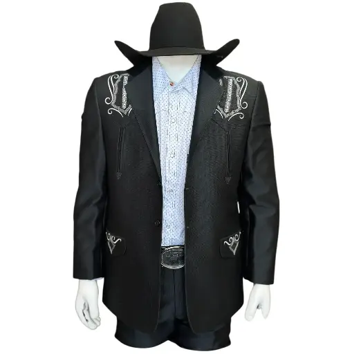 Traje Royal Negro CON/IMIT Mantarraya Bordado Espigas