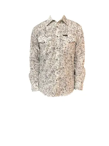 CAMISA VAQUERA WYOMING BLANCA C/FLORES 