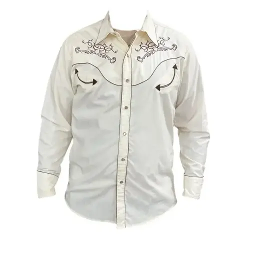 CAMISA VAQUERA RIVER COUNTRY COLOR BEIGE C/BORDADO