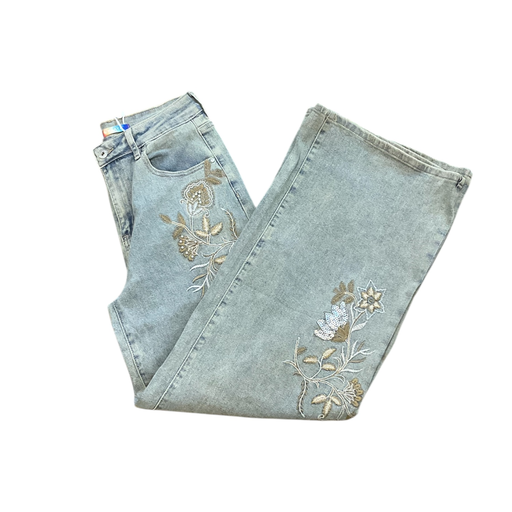 PANTALON DE MEZCLILLA DESLABADA CON ESTOPEROL PARA DAMA 